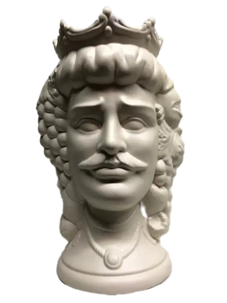 Teste di Moro Kalat Frutta Ceramica Caltagirone cm H.36 L.23 Artigianale Bianco Opaco - DD CERAMICHE SICILIANE