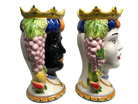 Teste di Moro Kalat Frutta Ceramica Caltagirone cm H.36 L.23 Artigianale - DD CERAMICHE SICILIANE