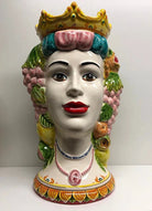Teste di Moro Kalat Frutta Ceramica Caltagirone cm H.45 L.29 Artigianale DD CERAMICHE SICILIANE