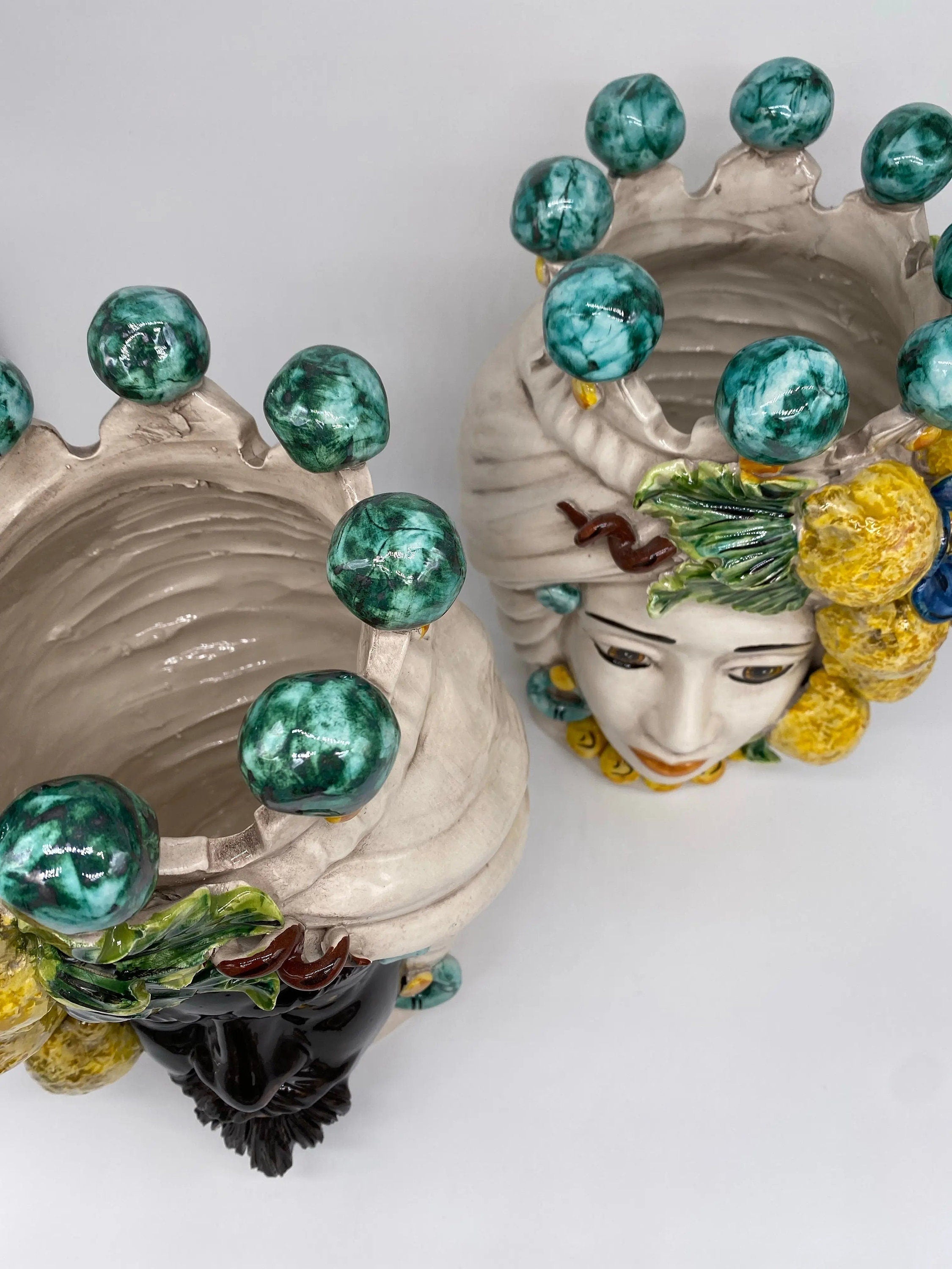 Teste di Moro Limoni Ceramica Caltagirone cm H.30 L.23 Artigianale DD CERAMICHE SICILIANE