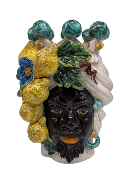 Teste di Moro Limoni Ceramica Caltagirone cm H.30 L.23 Artigianale - DD CERAMICHE SICILIANE