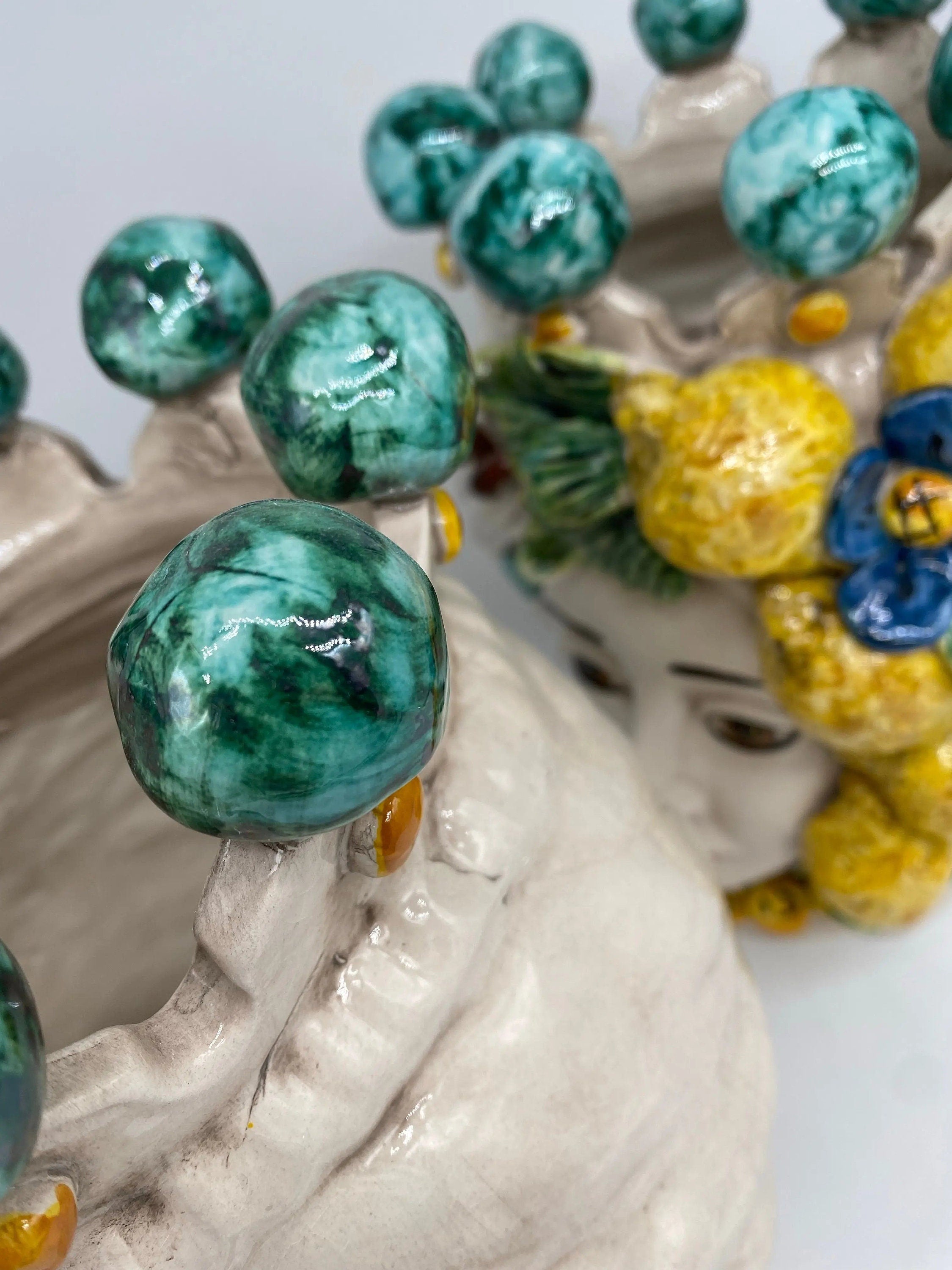 Teste di Moro Limoni Ceramica Caltagirone cm H.30 L.23 Artigianale DD CERAMICHE SICILIANE