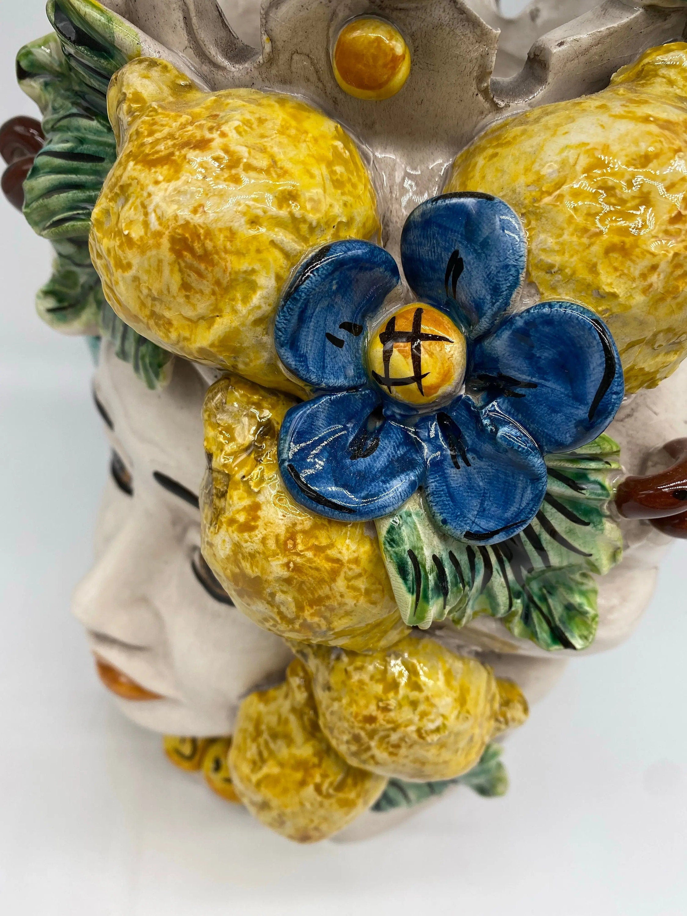 Teste di Moro Limoni Ceramica Caltagirone cm H.30 L.23 Artigianale DD CERAMICHE SICILIANE