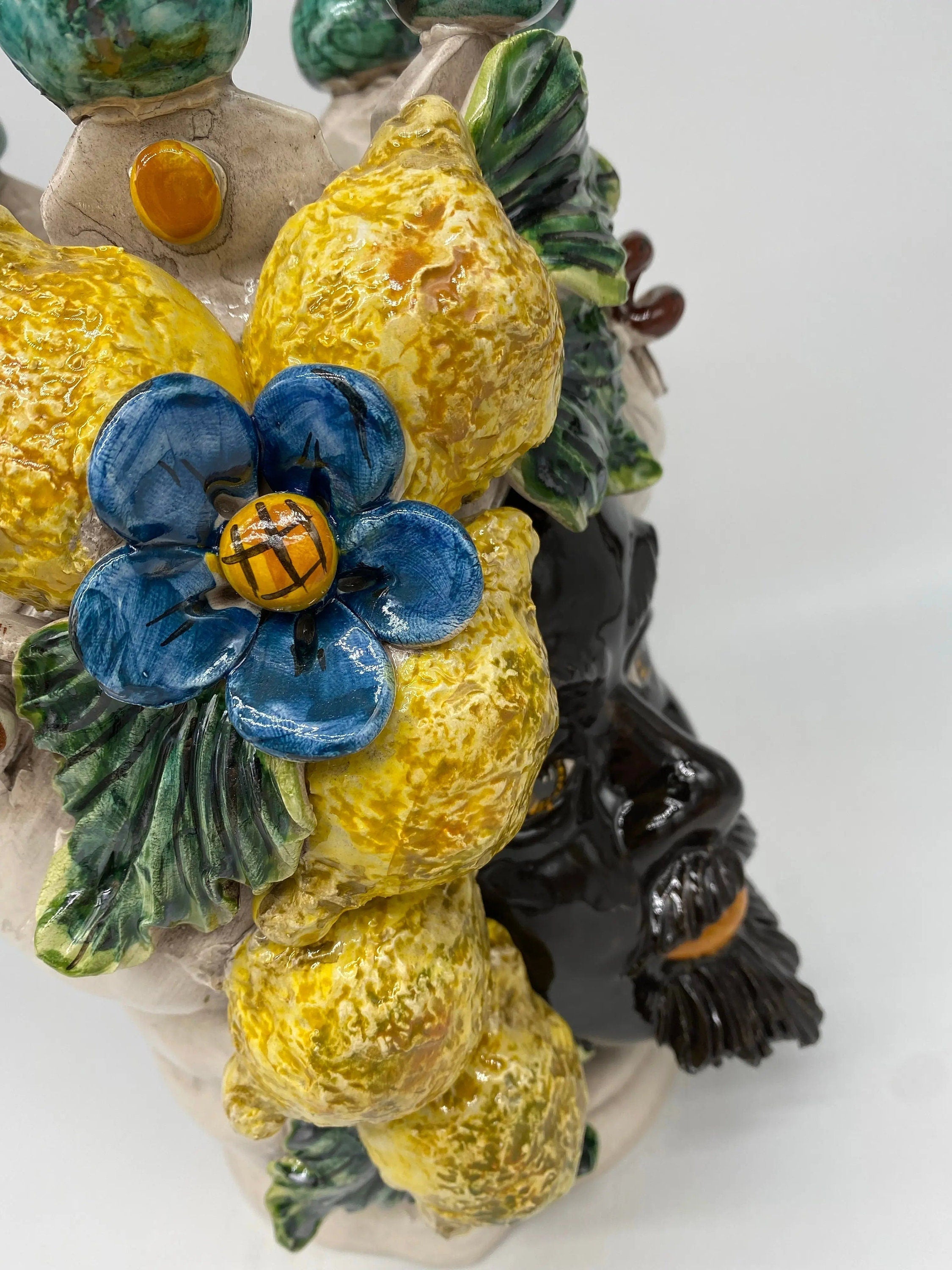 Teste di Moro Limoni Ceramica Caltagirone cm H.30 L.23 Artigianale DD CERAMICHE SICILIANE