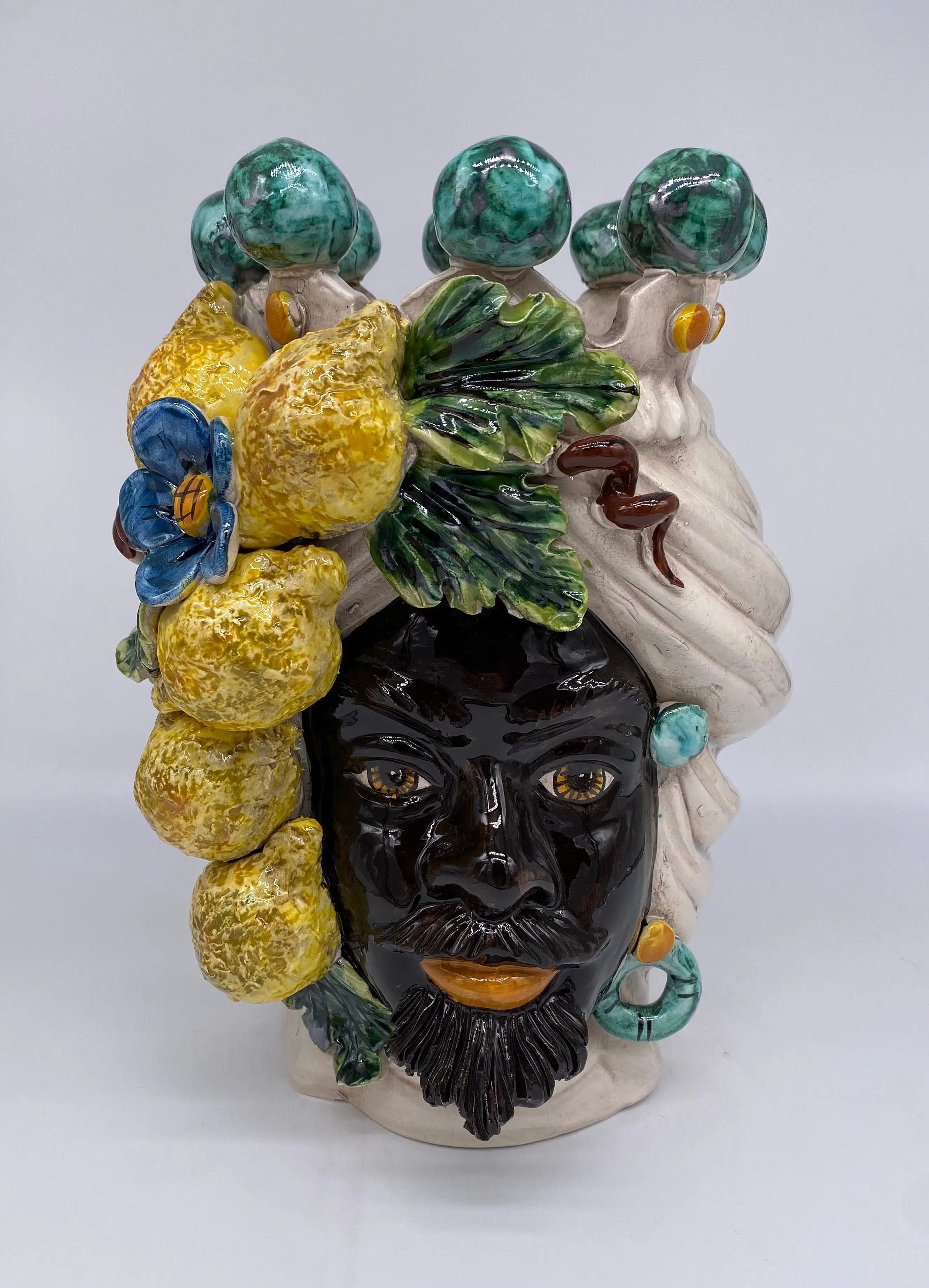 Teste di Moro Limoni Ceramica Caltagirone cm H.30 L.23 Artigianale DD CERAMICHE SICILIANE