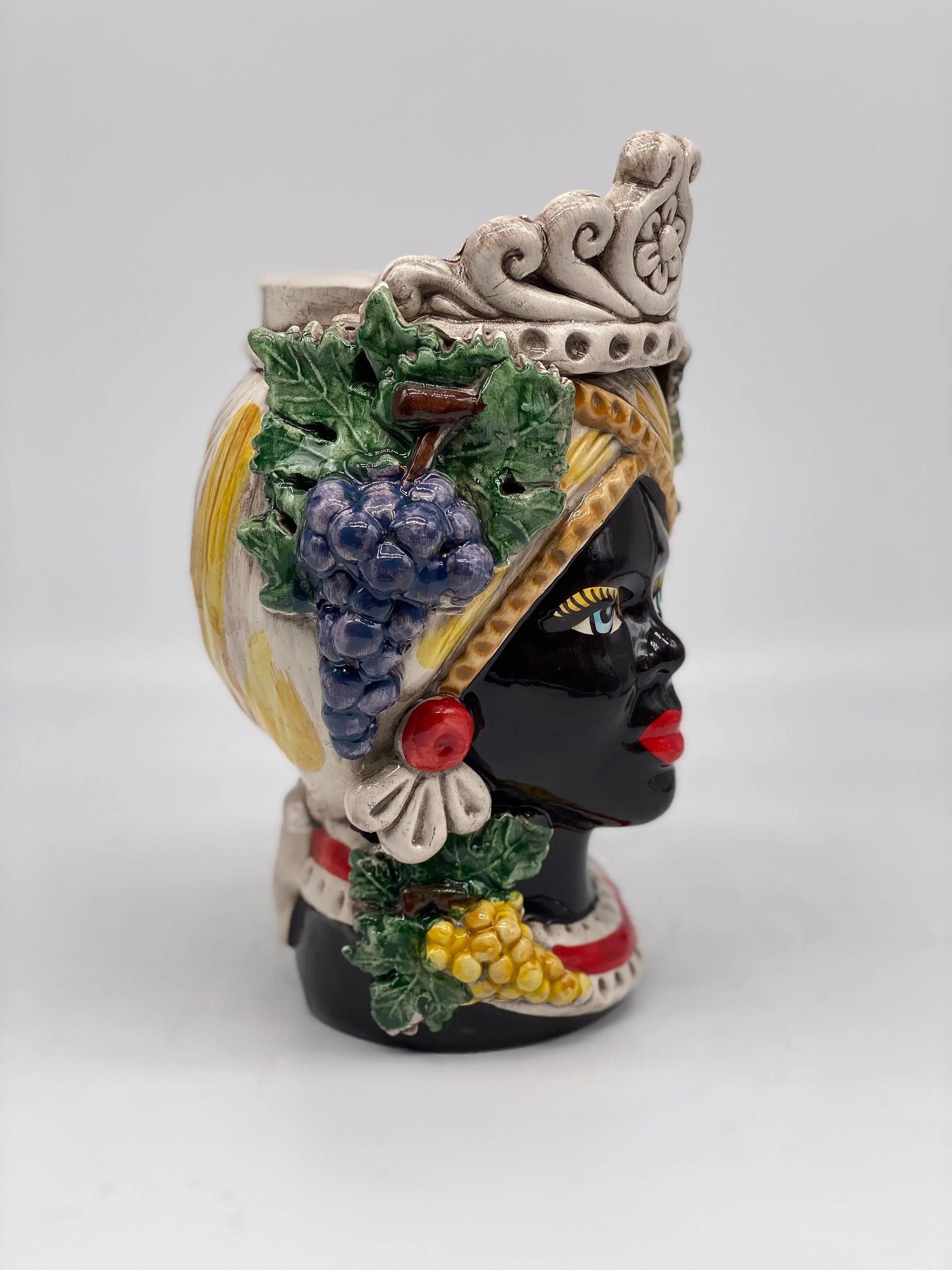 Teste di Moro Linea "4 stagioni" Ceramica Caltagirone cm H.20 L.15 Artigianale DD CERAMICHE SICILIANE