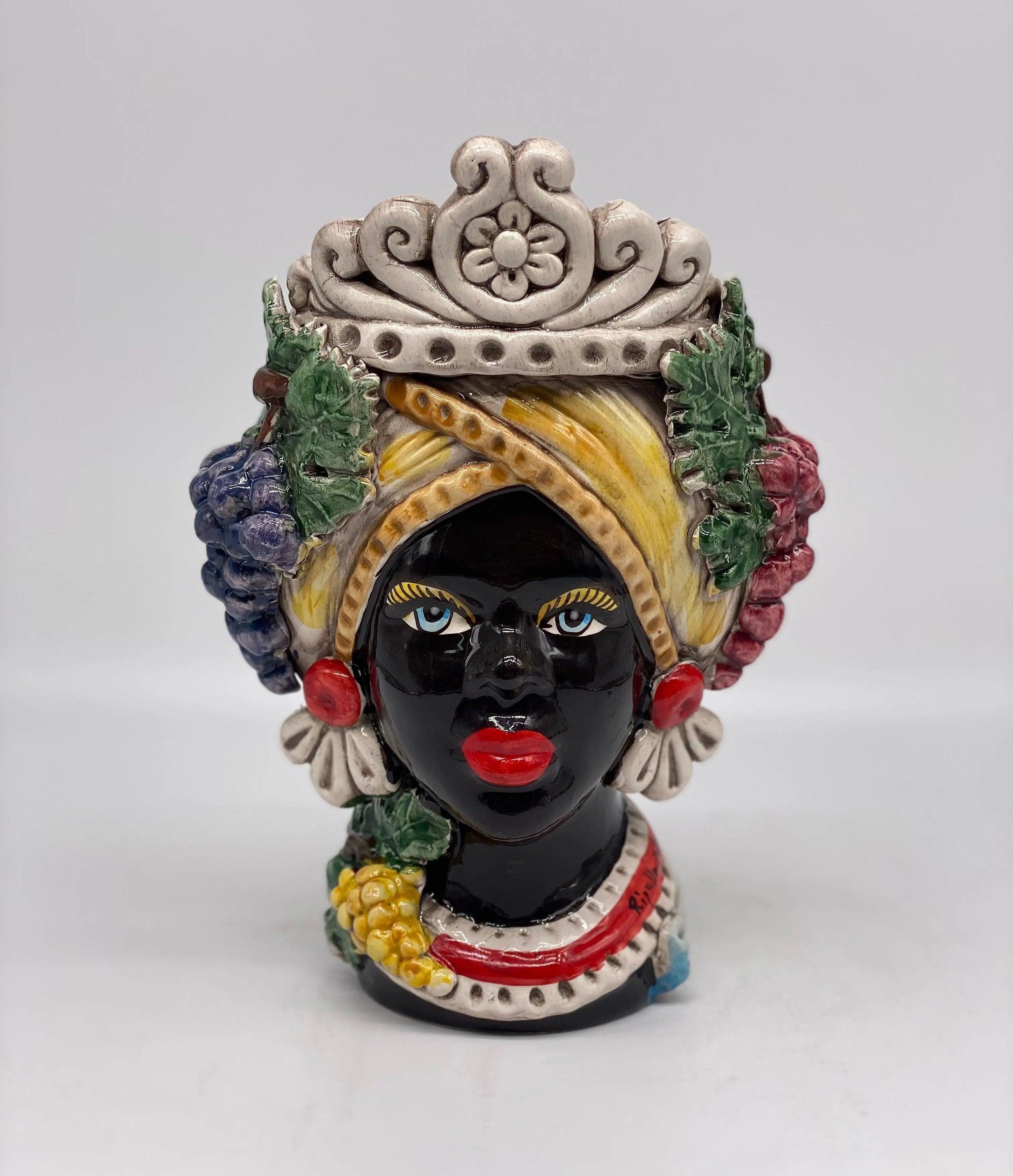 Teste di Moro Linea "4 stagioni" Ceramica Caltagirone cm H.20 L.15 Artigianale DD CERAMICHE SICILIANE