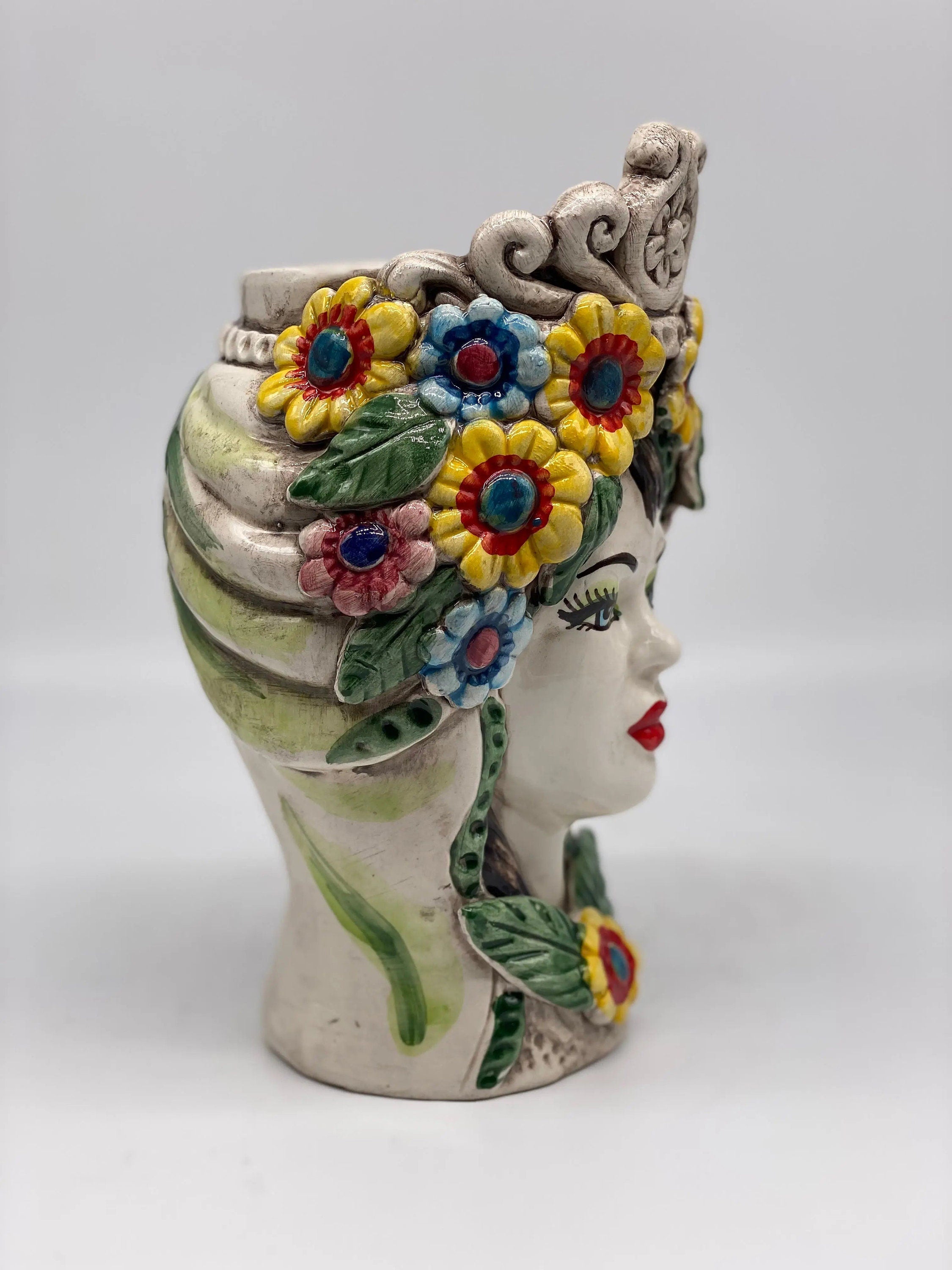 Teste di Moro Linea "4 stagioni" Ceramica Caltagirone cm H.20 L.15 Artigianale DD CERAMICHE SICILIANE