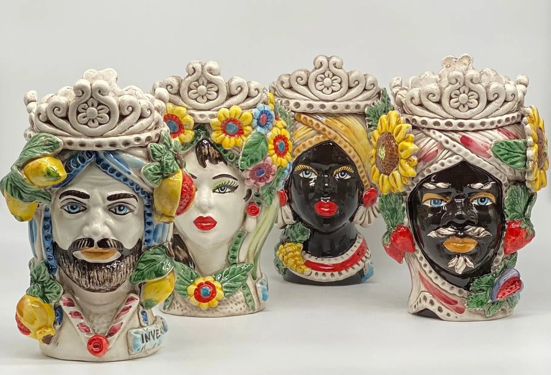 Teste di Moro Linea "4 stagioni" Ceramica Caltagirone cm H.20 L.15 Artigianale DD CERAMICHE SICILIANE