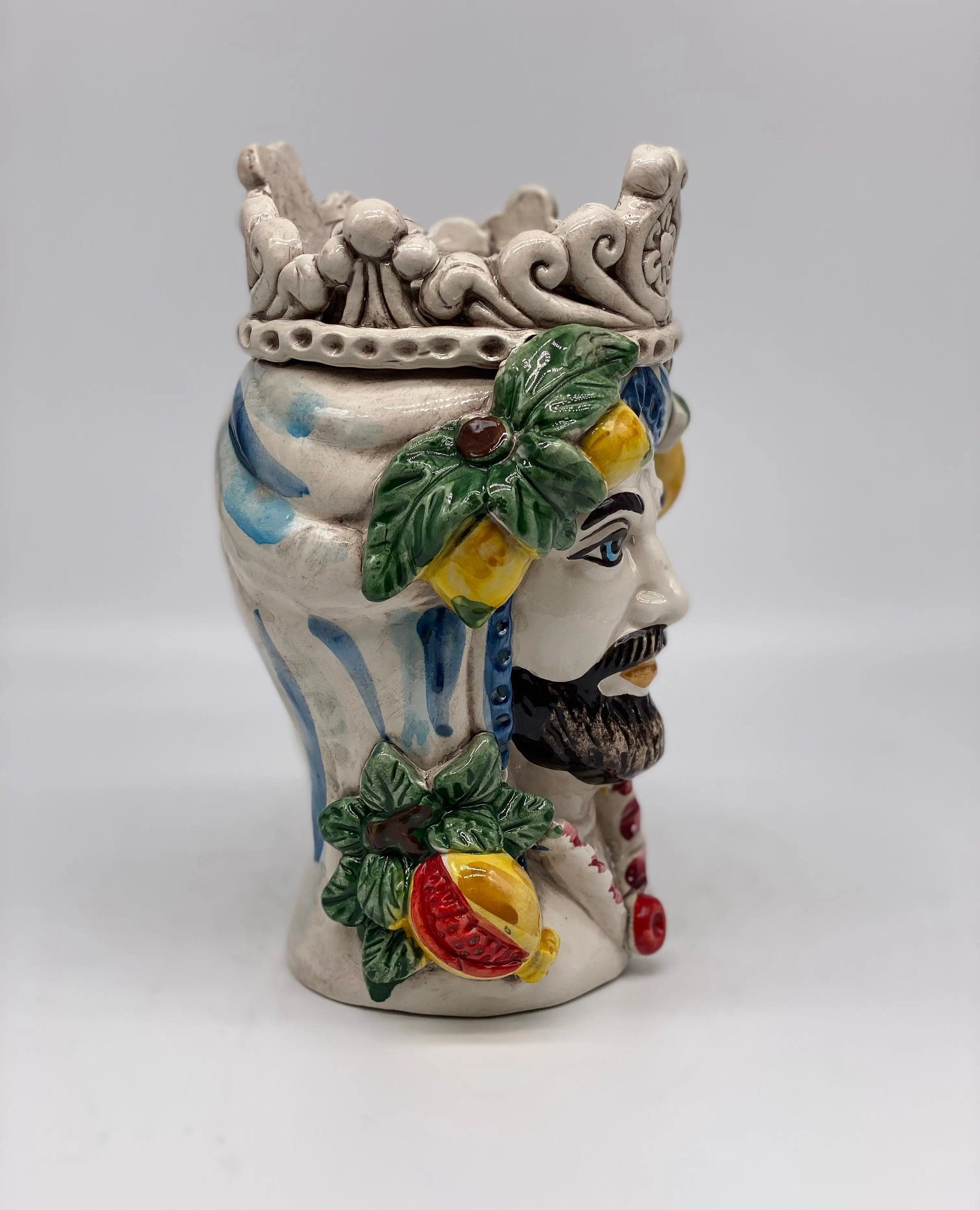 Teste di Moro Linea "4 stagioni" Ceramica Caltagirone cm H.20 L.15 Artigianale DD CERAMICHE SICILIANE