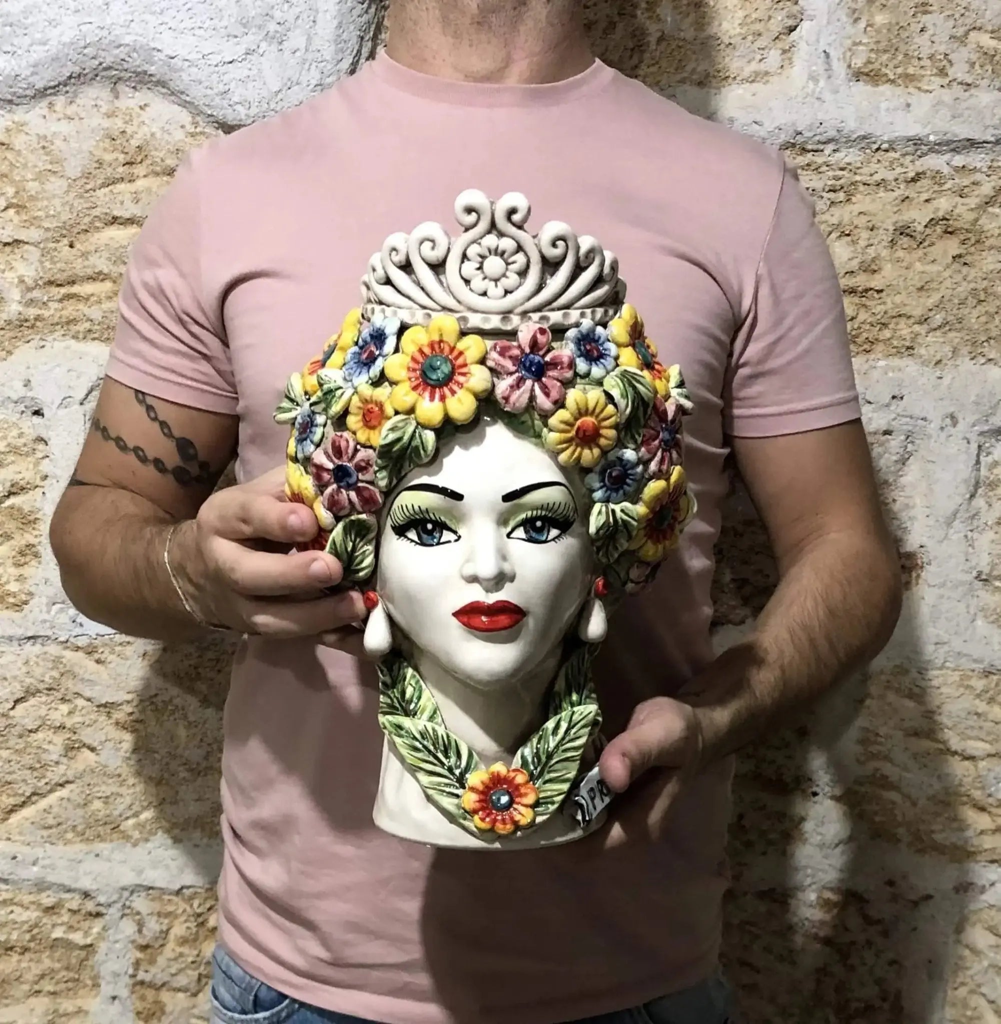 Teste di Moro Linea "4 stagioni" Ceramica Caltagirone cm H.30 L.20 Artigianale - DD CERAMICHE SICILIANE