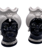 Teste di Moro Luis Ceramica Caltagirone cm H.22 L.15 Artigianale Turbante Liscio Bianco Nero DD CERAMICHE SICILIANE