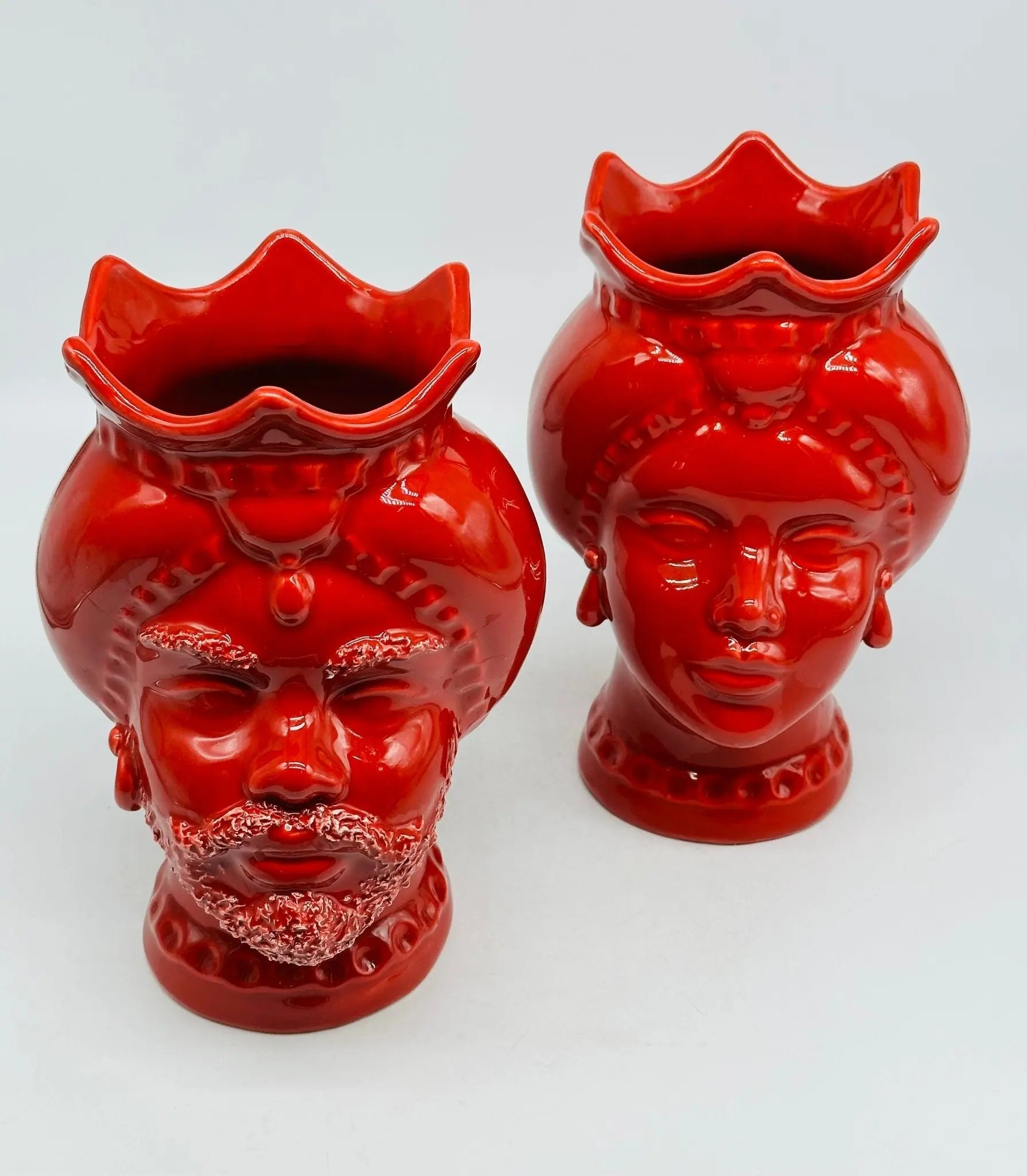 Teste di Moro Luis Ceramica Caltagirone cm H.22 L.15 Artigianale Turbante Rosso - TESTA DI MORO