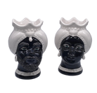 Teste di Moro Luis Ceramica Caltagirone cm H.22 L.15 Artigianale Turbante Liscio Bianco Nero DD CERAMICHE SICILIANE