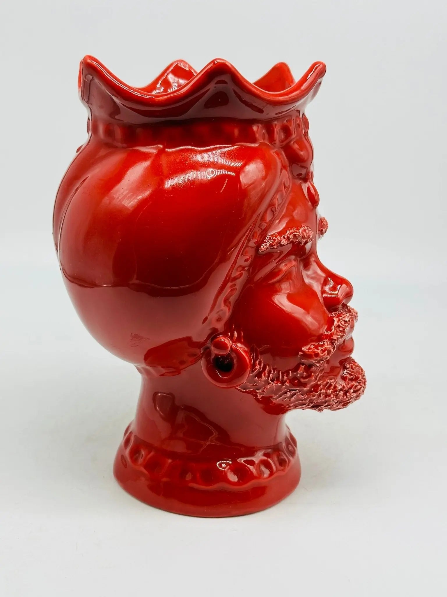 Teste di Moro Luis Ceramica Caltagirone cm H.22 L.15 Artigianale Turbante Rosso - TESTA DI MORO