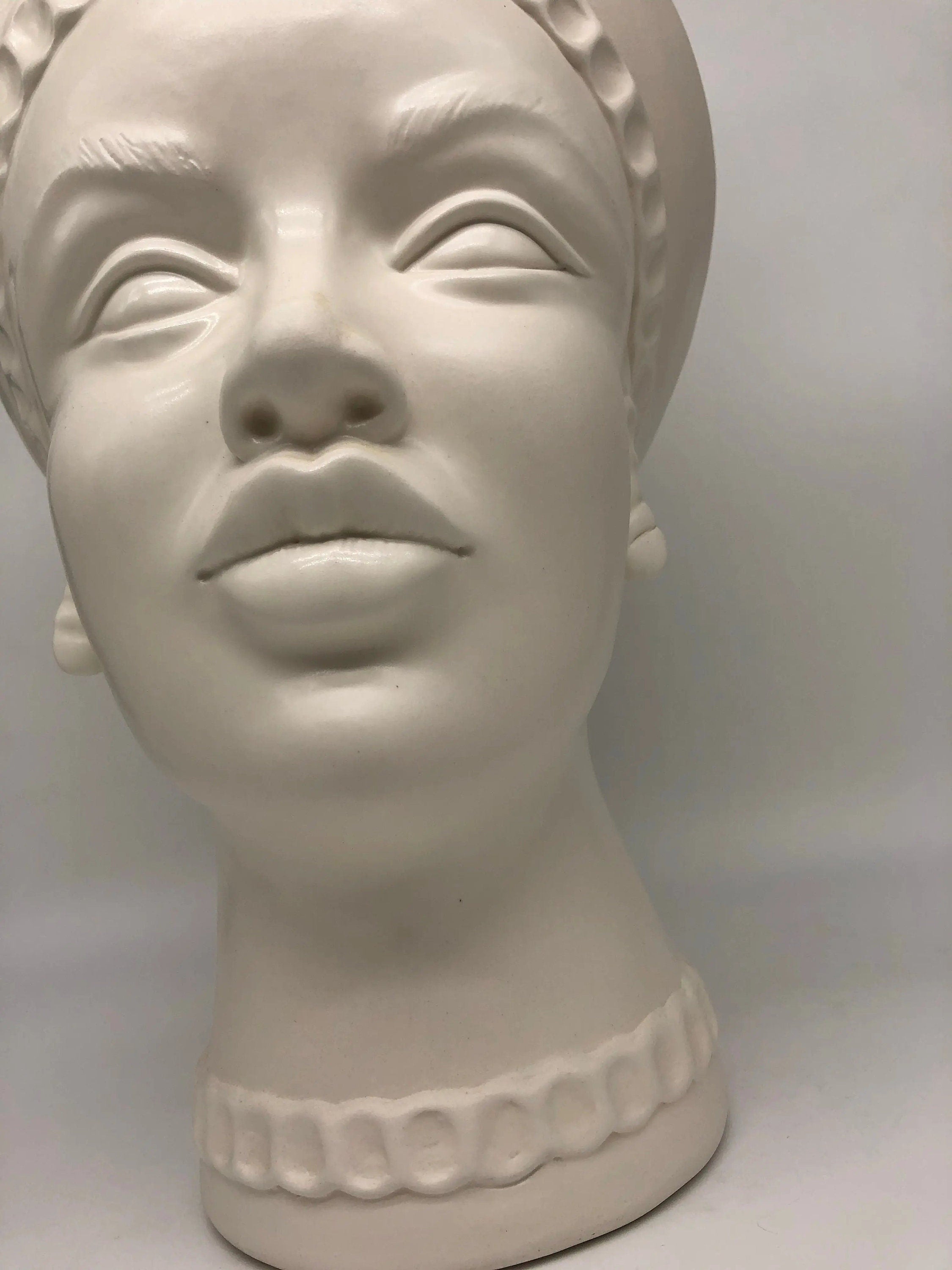 Teste di Moro Luis Ceramica Caltagirone cm H.44 L.23 Artigianale Turbante Liscio Bianco Opaco DD CERAMICHE SICILIANE