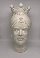 Teste di Moro Luis Ceramica Caltagirone cm H.44 L.23 Artigianale Turbante Liscio Bianco Opaco - DD CERAMICHE SICILIANE