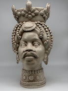 Teste di Moro Masai Ceramica Caltagirone cm H.38 L.21 Artigianale Beige - TESTE DI MORO