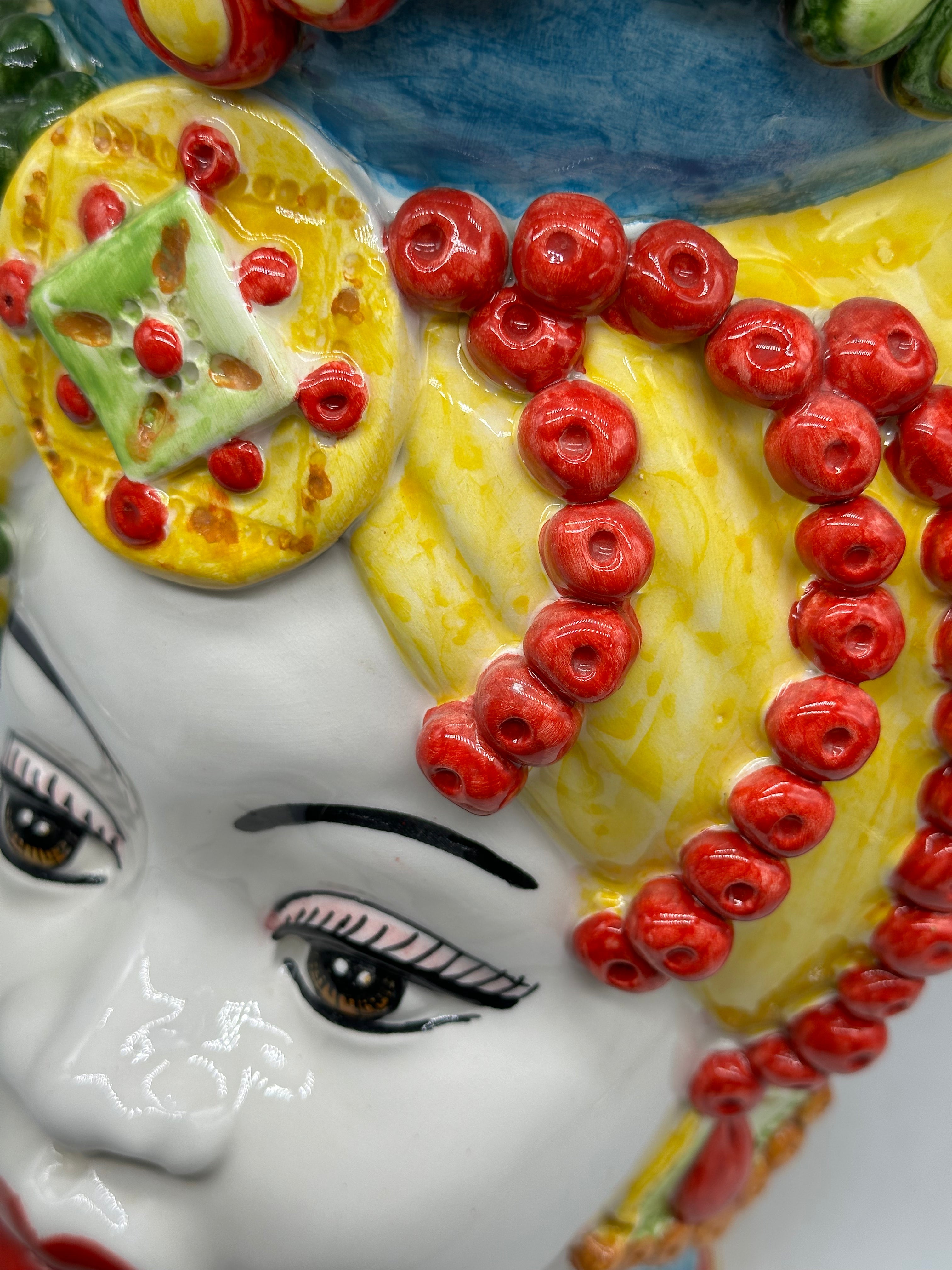 Teste di Moro Masai Ceramica Caltagirone cm H.38 L.21 Artigianale Decoro Siciliano - TESTE DI MORO