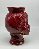 Teste di Moro Mediterraneo Ceramica Caltagirone cm H.29 L.22 Artigianale Bordeaux Oro - TESTA DI MORO