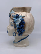 Teste di Moro Mediterraneo Ceramica Caltagirone cm H.29 L.22 Artigianale Bicolore Blu DD CERAMICHE SICILIANE
