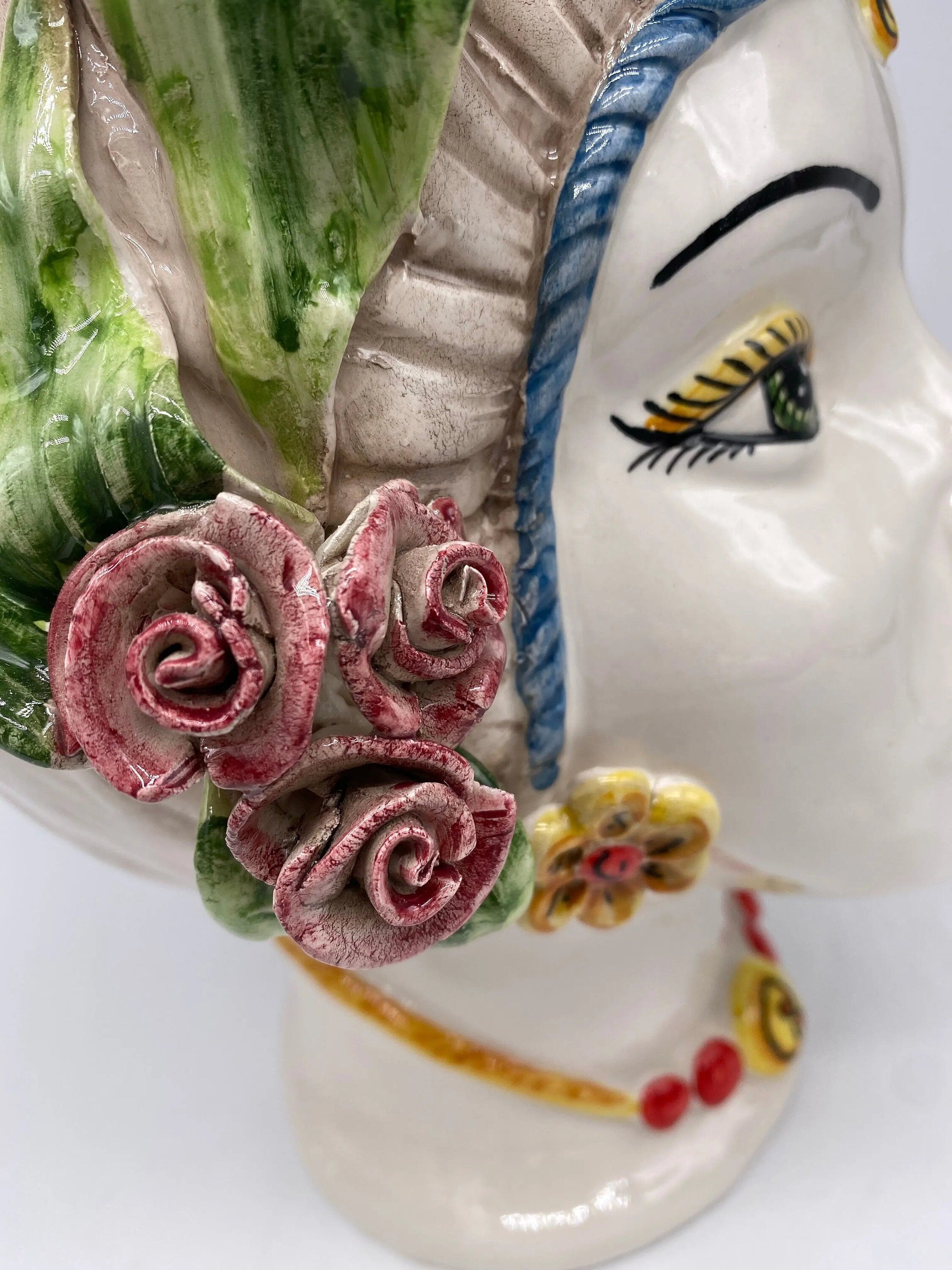 Teste di Moro Mediterraneo Colorata Ceramica Caltagirone cm H.29 L.22 Artigianale DD CERAMICHE SICILIANE