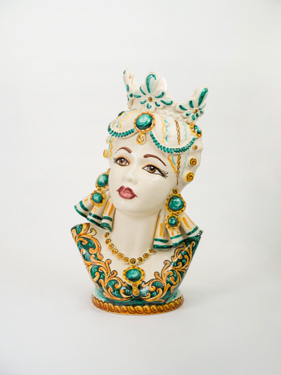 Teste di Moro Mezzobusto TDS Ceramica Caltagirone cm H.48 L.26 Artigianale - TESTE DI MORO