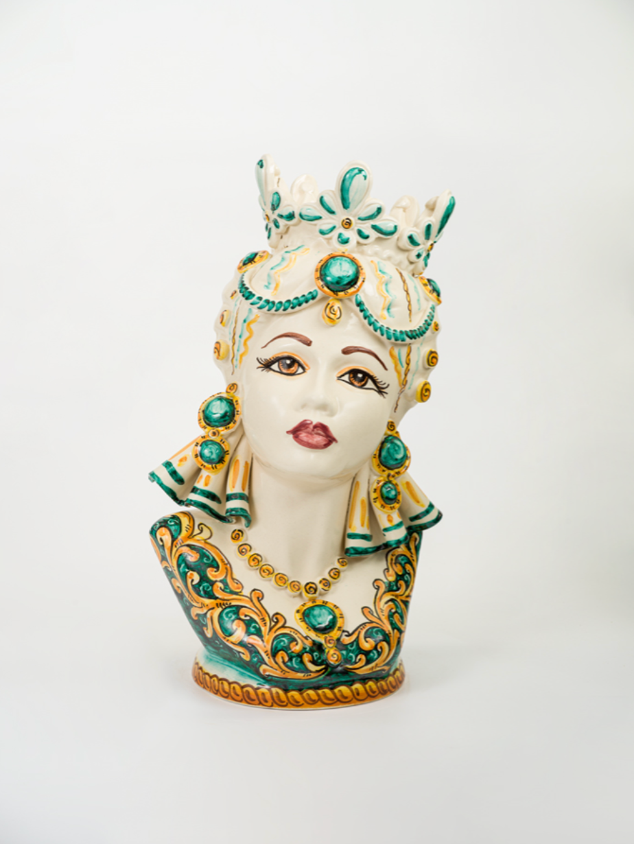 Teste di Moro Mezzobusto TDS Ceramica Caltagirone cm H.48 L.26 Artigianale - Donna - TESTE DI MORO