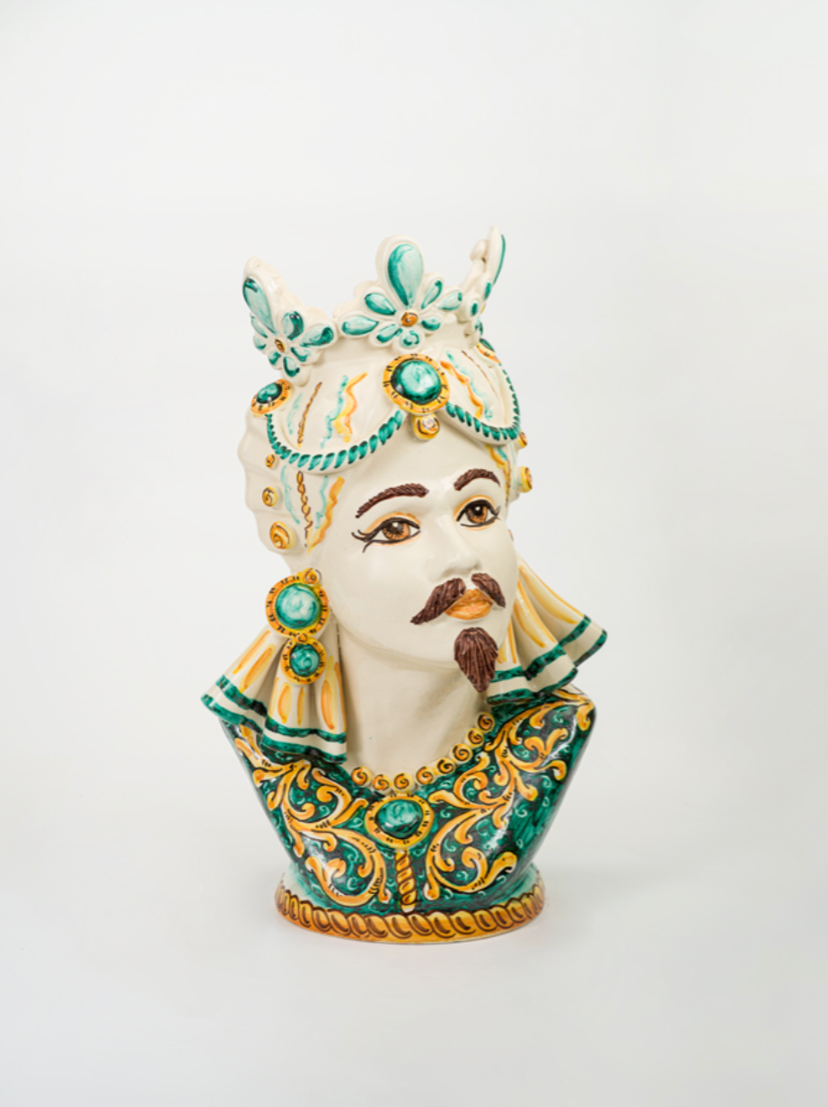 Teste di Moro Mezzobusto TDS Ceramica Caltagirone cm H.48 L.26 Artigianale - TESTE DI MORO