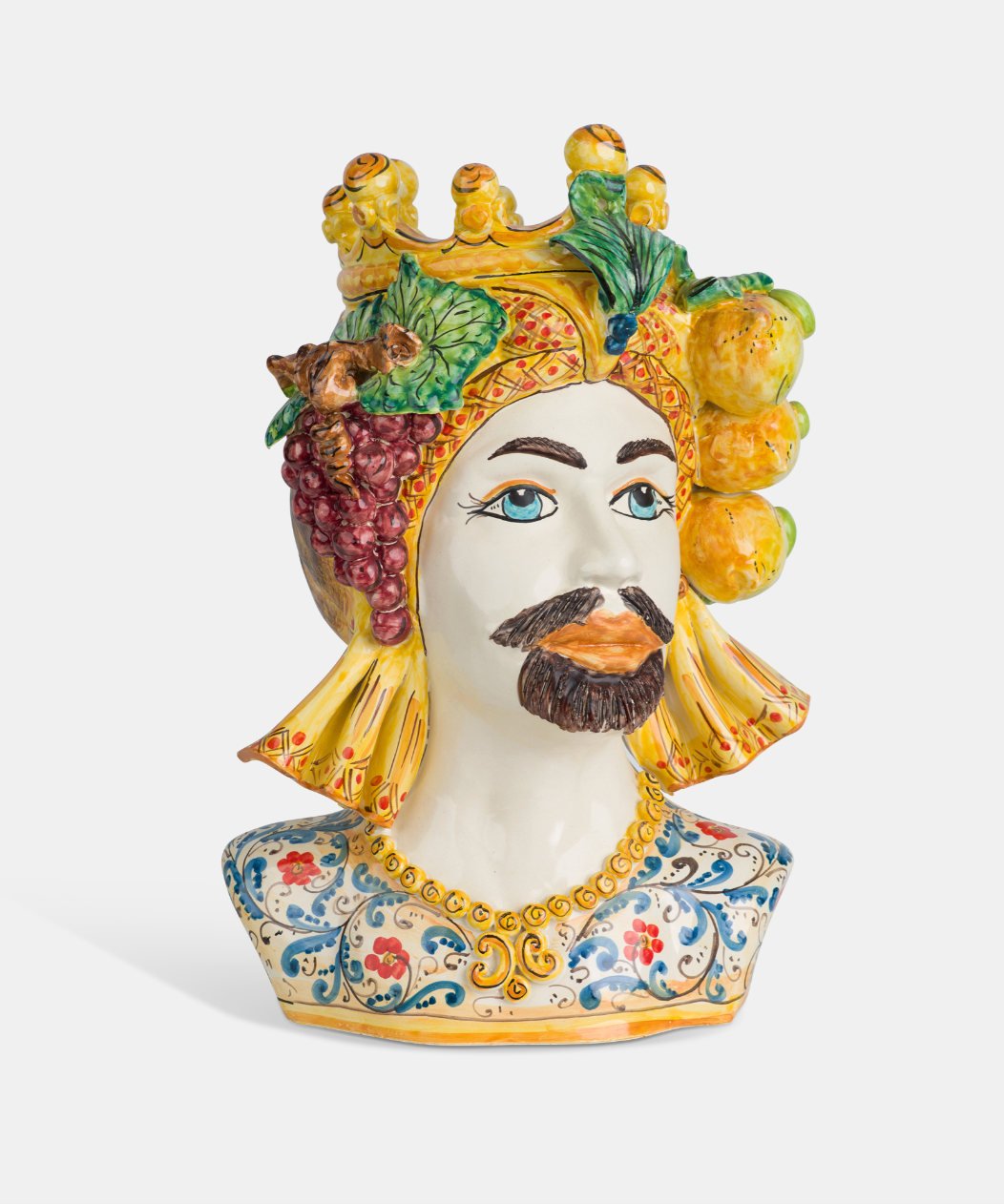 Teste di Moro Mezzobusto TDS Ceramica Caltagirone cm H.52 L.34 Artigianale Frutta TESTE DI MORO
