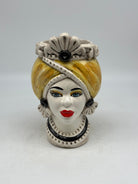 Teste di Moro Moresca Ceramica Caltagirone cm H.20 L.12 Artigianale Turbante Ocra - Donna - TESTE DI MORO