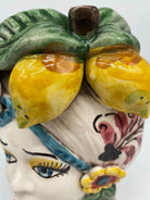 Teste di Moro Moresca Ceramica Caltagirone cm H.20 L.12 Artigianale Turbante Barocco Fiori Limoni DD CERAMICHE SICILIANE