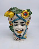 Teste di Moro Moresca Ceramica Caltagirone cm H.20 L.12 Artigianale Turbante Barocco Fiori Limoni DD CERAMICHE SICILIANE