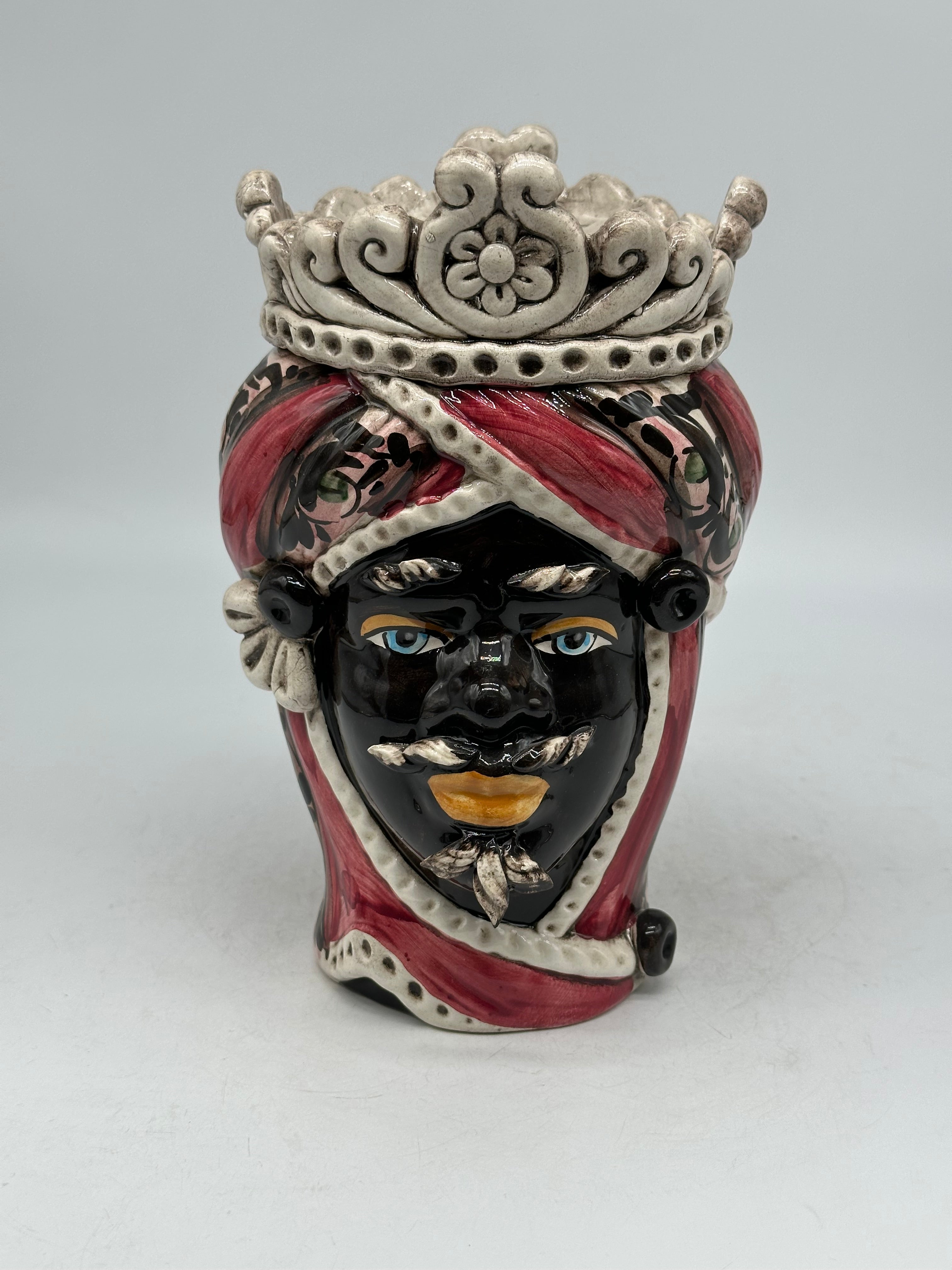 Teste di Moro Moresca Ceramica Caltagirone cm H.22 L.13 Artigianale Decorazione 2020 Rosa - Moro - TESTE DI MORO