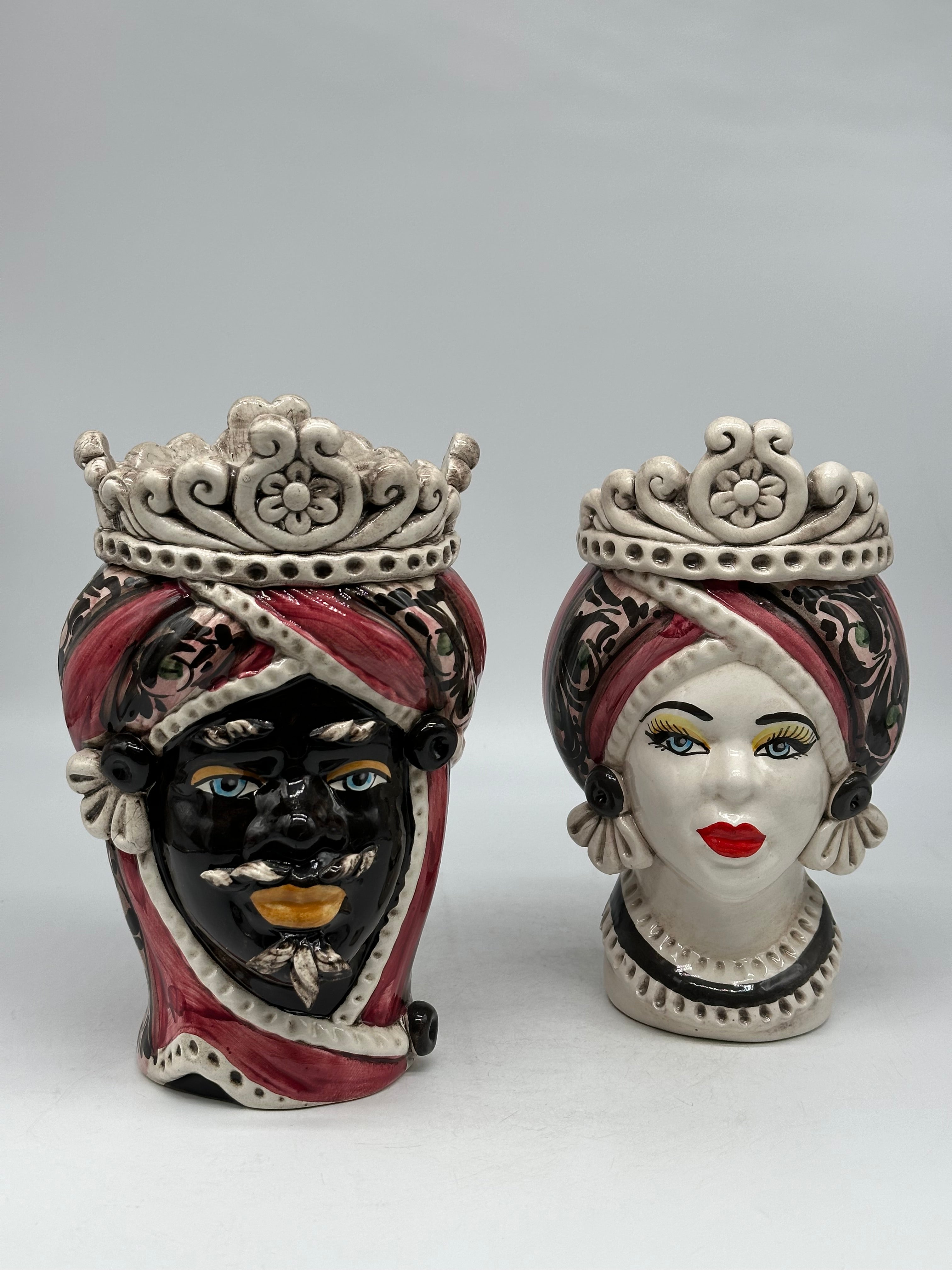 Teste di Moro Moresca Ceramica Caltagirone cm H.22 L.13 Artigianale Decorazione 2020 Rosa - TESTE DI MORO