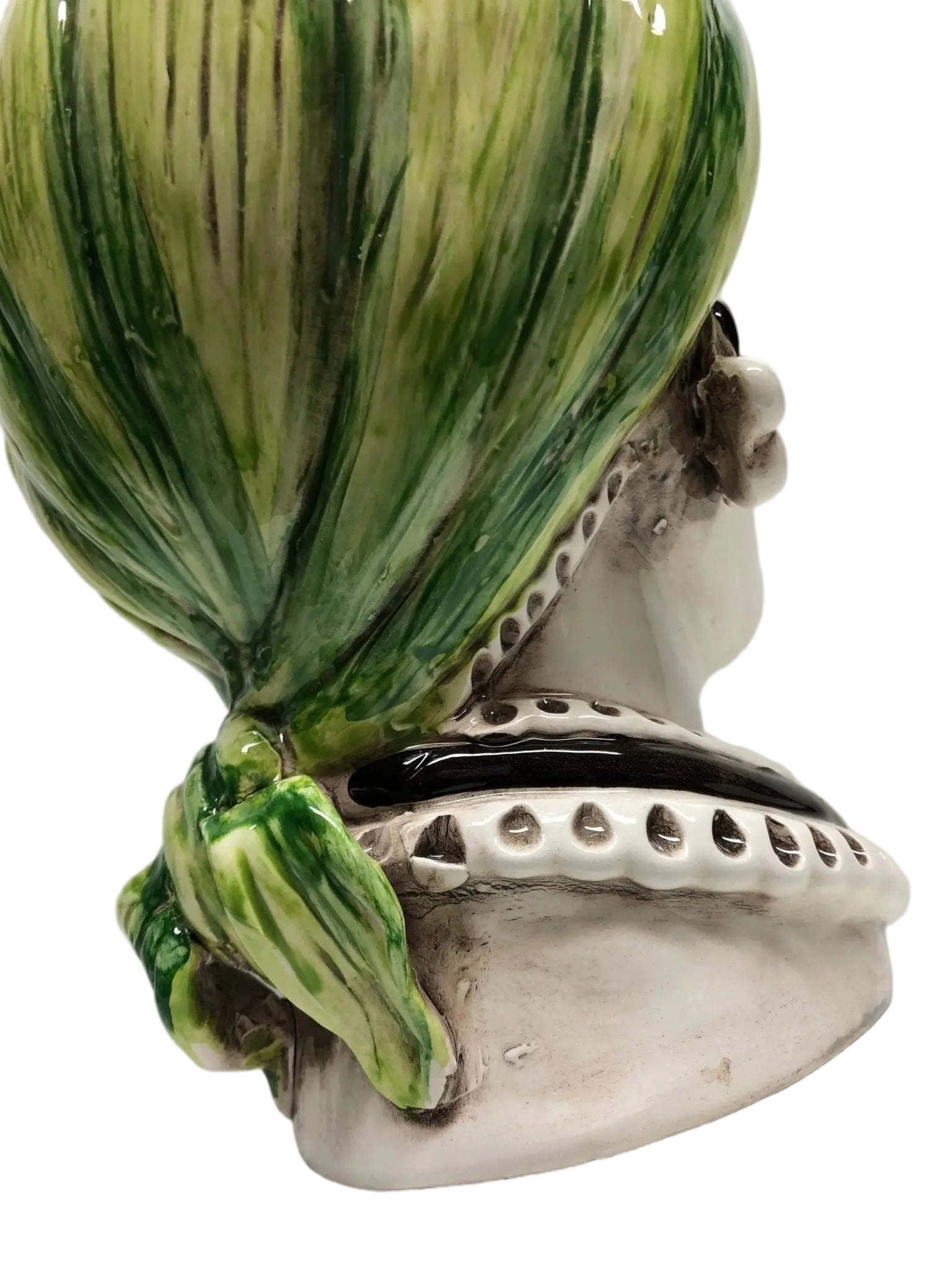 Teste di Moro Moresca Ceramica Caltagirone cm H.28 L.19 Artigianale Turbante Verde - DD CERAMICHE SICILIANE