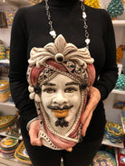 Teste di Moro Moresca Ceramica Caltagirone cm H.28 L.19 Artigianale Decorazione 2020 Rosa DD CERAMICHE SICILIANE