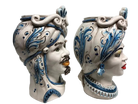 Teste di Moro Moresca Ceramica Caltagirone cm H.28 L.19 Artigianale Barocco Azzurro - DD CERAMICHE SICILIANE
