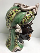 Teste di Moro Moresca Ceramica Caltagirone cm H.28 L.19 Artigianale Decorazione 2020 Verde DD CERAMICHE SICILIANE