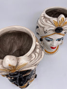 Teste di Moro Moresca Ceramica Caltagirone cm H.28 L.19 Artigianale Barocco Ocra DD CERAMICHE SICILIANE