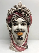 Teste di Moro Moresca Ceramica Caltagirone cm H.28 L.19 Artigianale Decorazione 2020 Rosa DD CERAMICHE SICILIANE