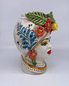 Teste di Moro Moresca Ceramica Caltagirone cm H.28 L.19 Artigianale Turbante Barocco Fiori Limoni - DD CERAMICHE SICILIANE
