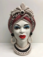 Teste di Moro Moresca Ceramica Caltagirone cm H.28 L.19 Artigianale Decorazione 2020 Rosa DD CERAMICHE SICILIANE