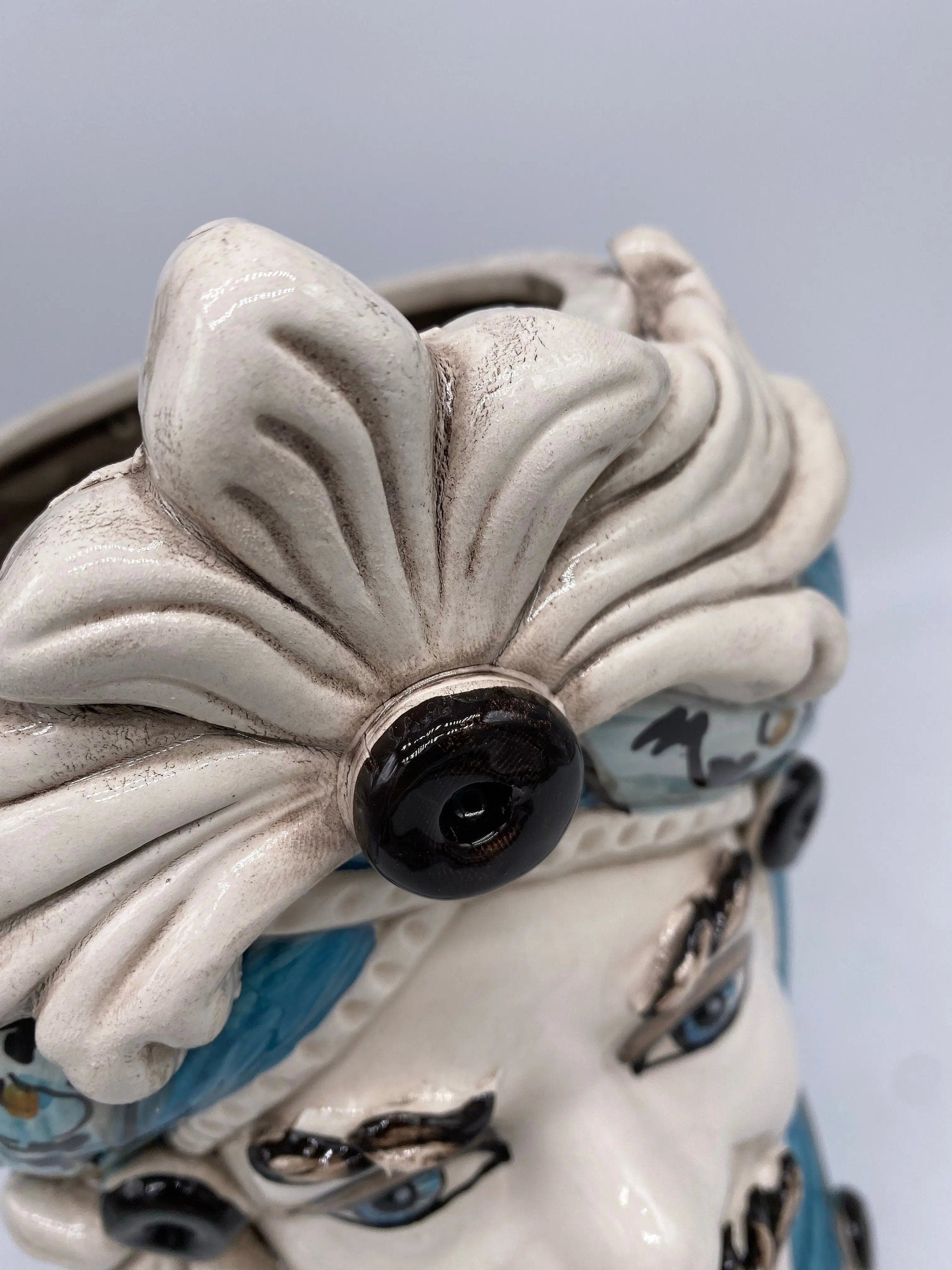 Teste di Moro Moresca Ceramica Caltagirone cm H.28 L.19 Artigianale Decorazione 2020 Blu DD CERAMICHE SICILIANE