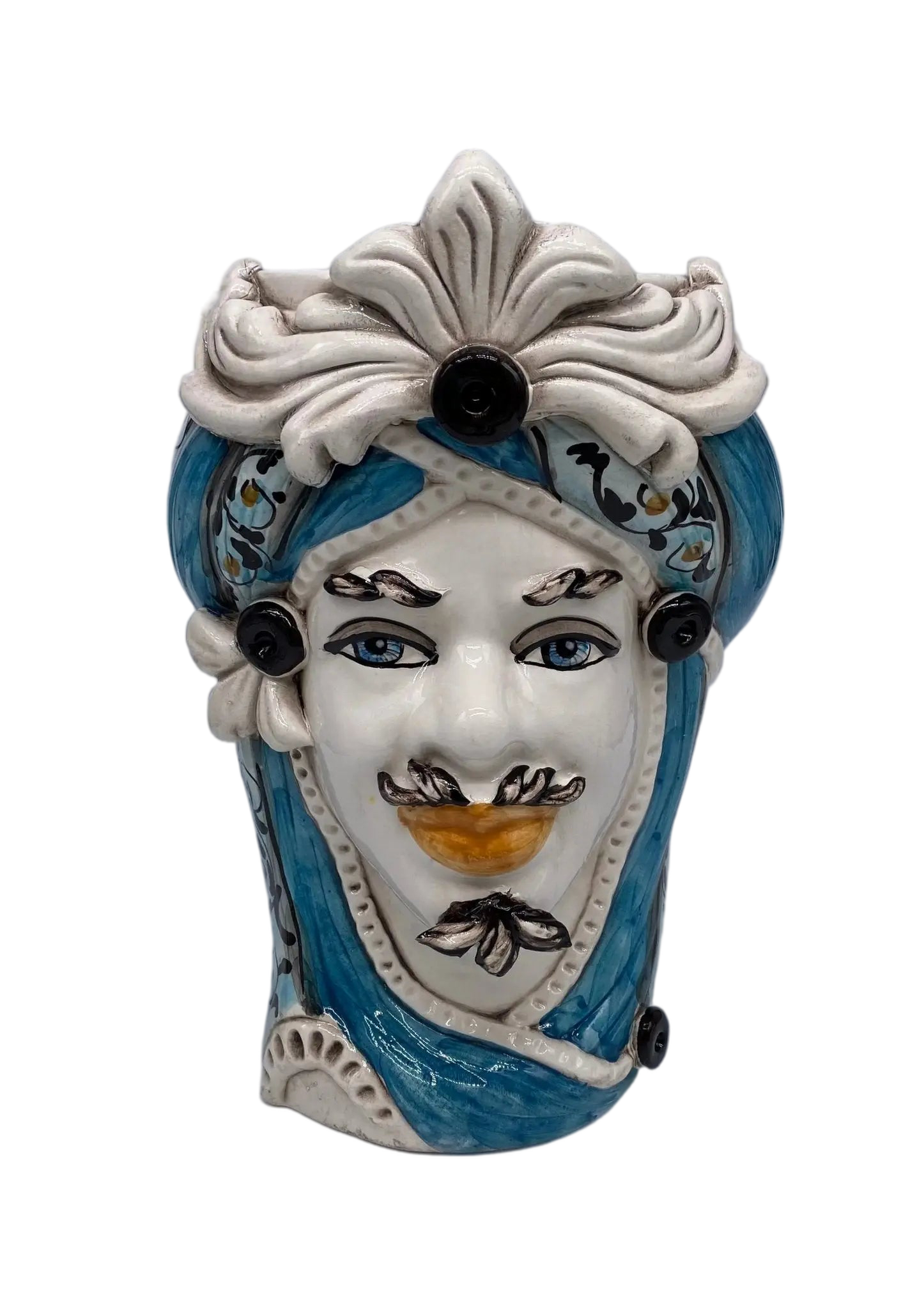 Teste di Moro Moresca Ceramica Caltagirone cm H.28 L.19 Artigianale Decorazione 2020 Blu - DD CERAMICHE SICILIANE