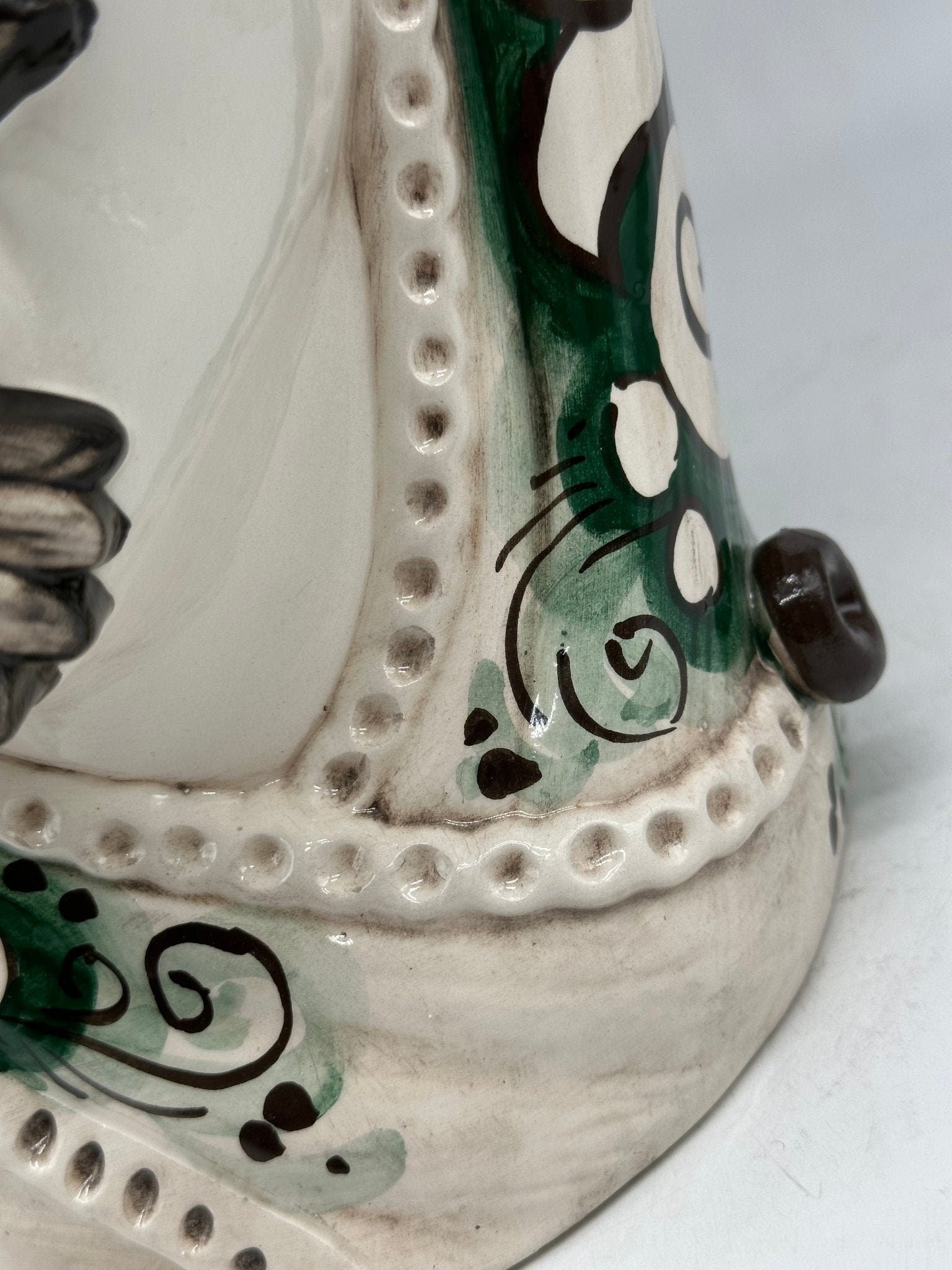 Teste di Moro Moresca Ceramica Caltagirone cm H.40 L.24 Artigianale Barocco Verde Prato - DD CERAMICHE SICILIANE