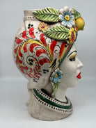 Teste di Moro Moresca Ceramica Caltagirone cm H.40 L.24 Artigianale Barocco Fiori Limoni - DD CERAMICHE SICILIANE