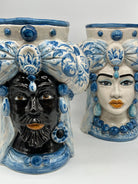 Teste di Moro Persia Ceramica Caltagirone cm H.30 L.22 Artigianale Decorazione Barocco Blu DD CERAMICHE SICILIANE