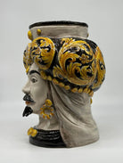Teste di Moro Persia Ceramica Caltagirone cm H.30 L.22 Artigianale Decorazione Barocco Nero - TESTA DI MORO