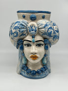 Teste di Moro Persia Ceramica Caltagirone cm H.30 L.22 Artigianale Decorazione Barocco Blu DD CERAMICHE SICILIANE